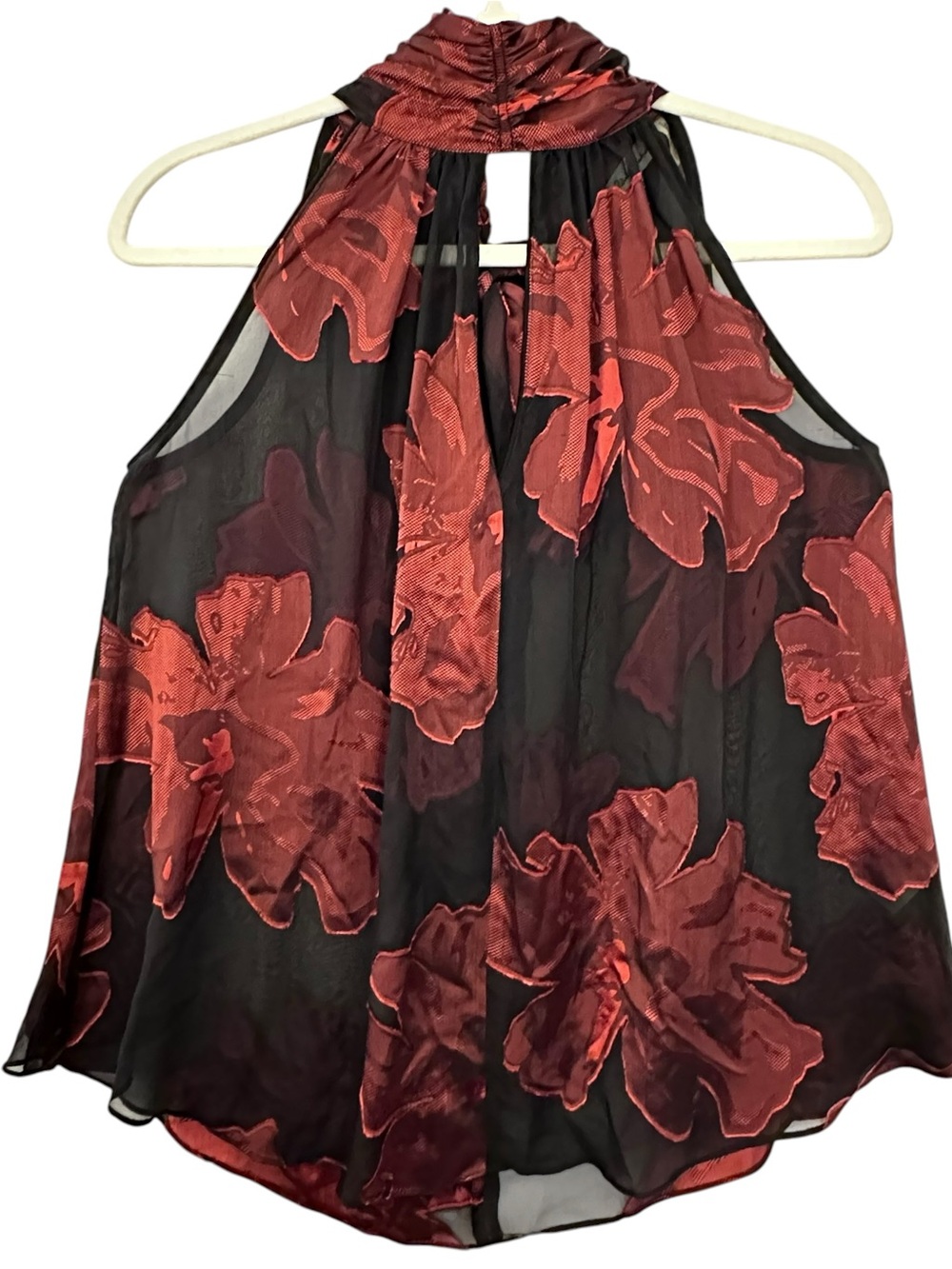 Robert Graham Womens XS Silk Blend Turtleneck Halter Floral Top Boho Chic